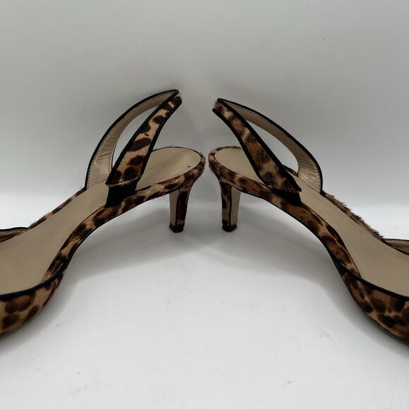 Ann Taylor Leopard Print Haircalf Slingback Pumps Size 7M Kitten Heel - Picture 7 of 14